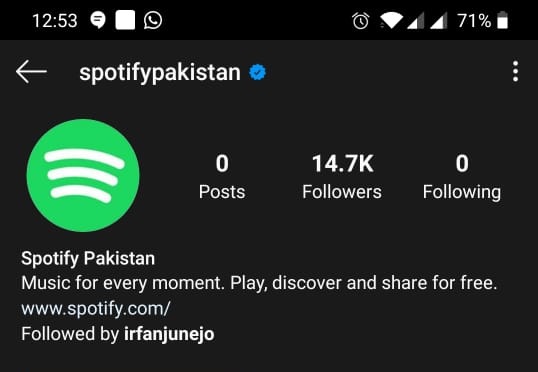 Spotify Pakistan Instagram Account